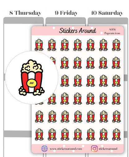 Popcorn Icon Planner Sticker