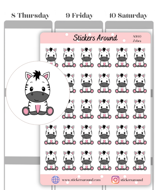 Cute Zebra Planner Sticker