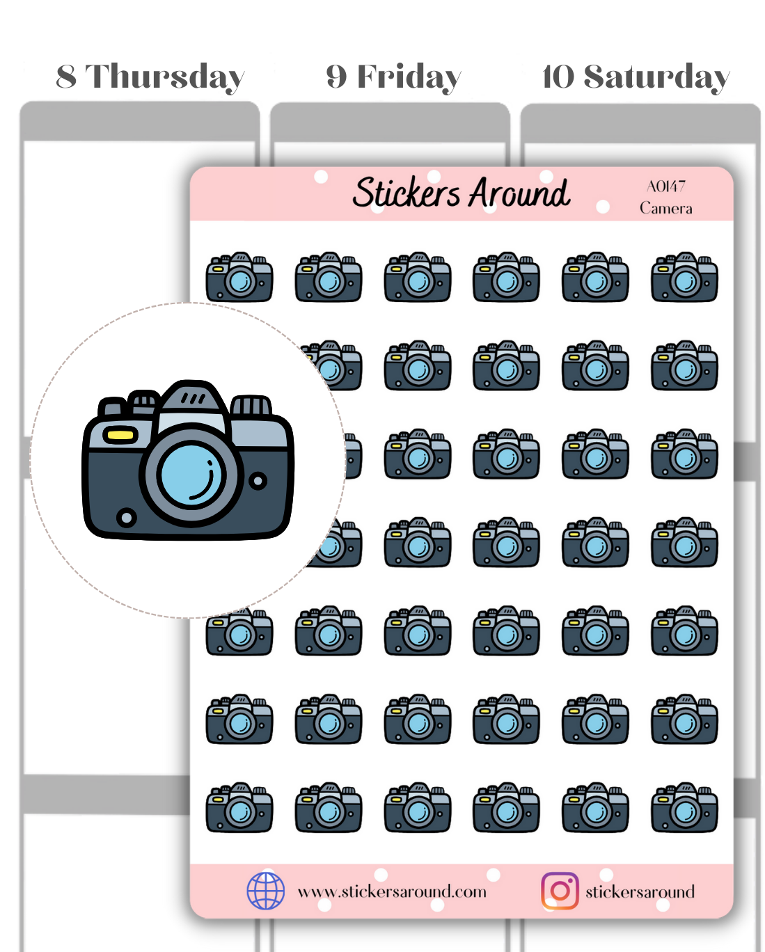 camera icon planner sticker, photography camera