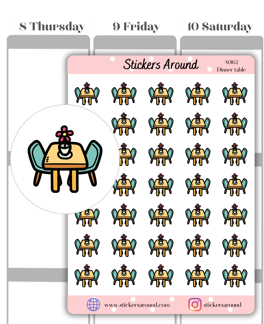 Dinner Table Icon Planner Sticker – Stickers Around