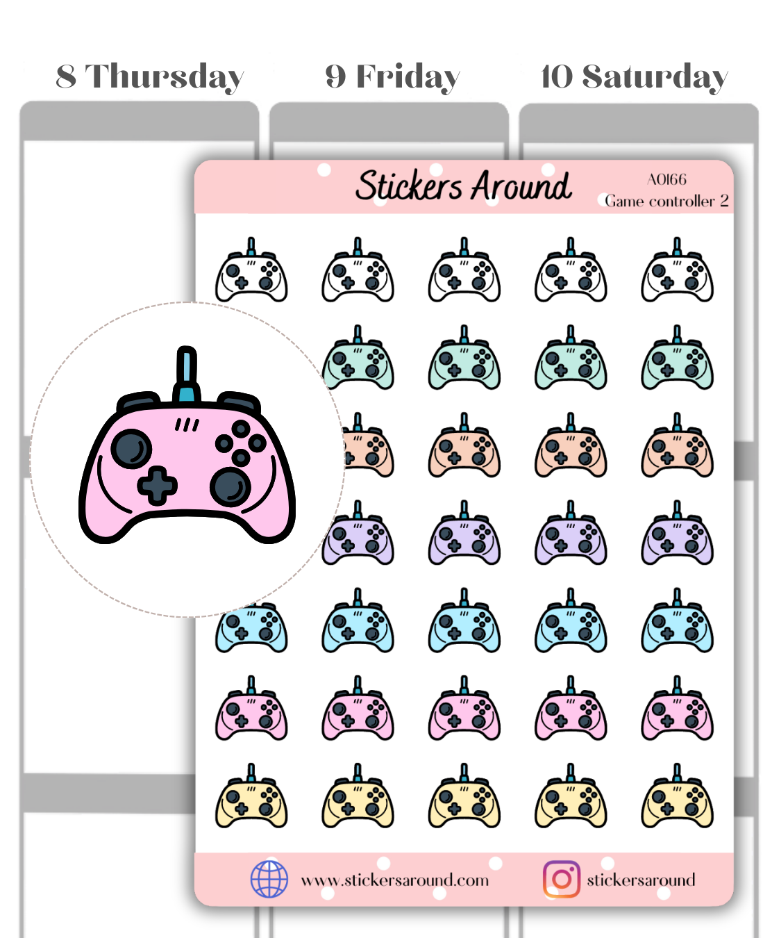 video game controller planner sticker