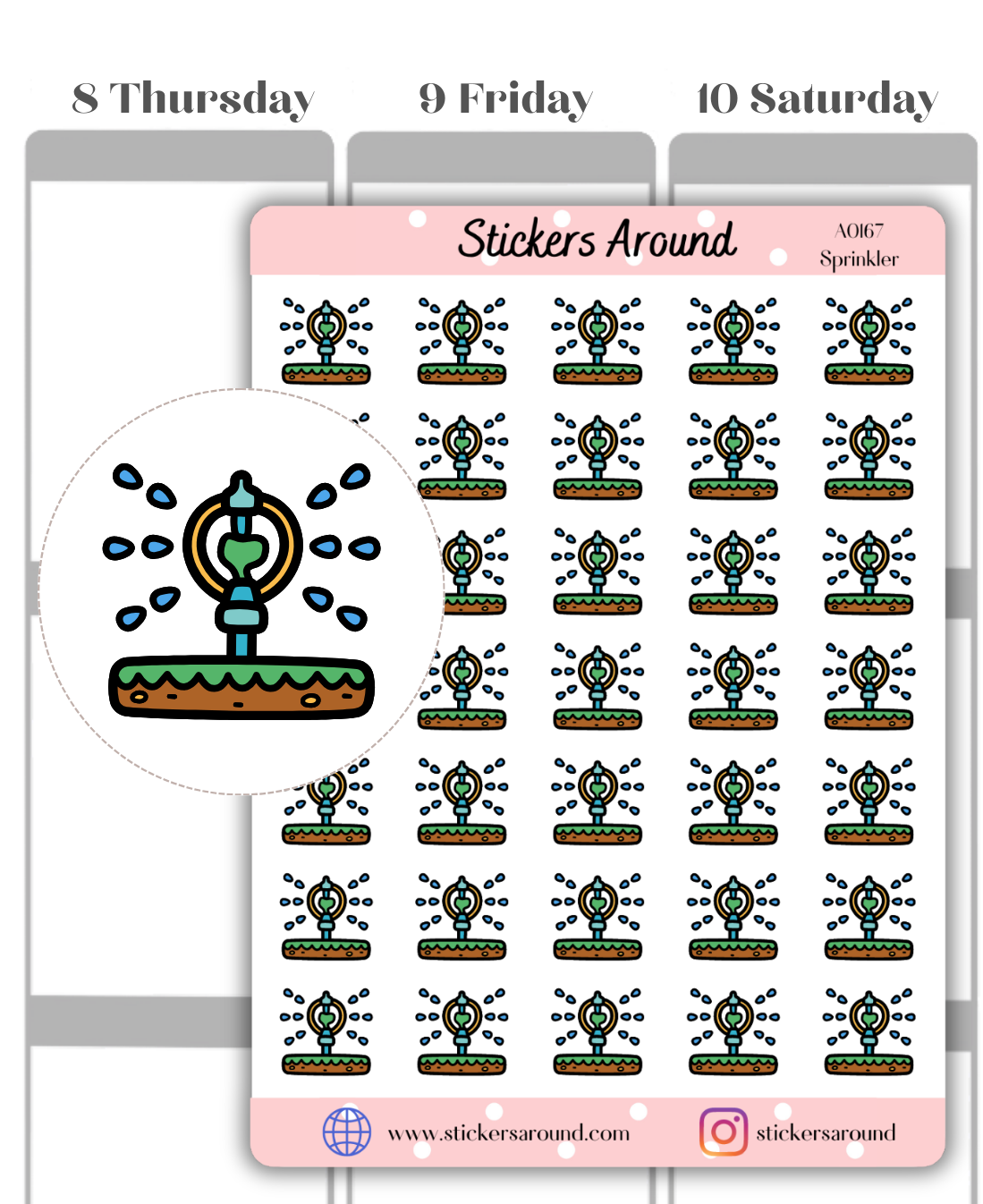 Spinkler Line Sticker Sprinkler Icon Planner Stickers – Stickers Around
