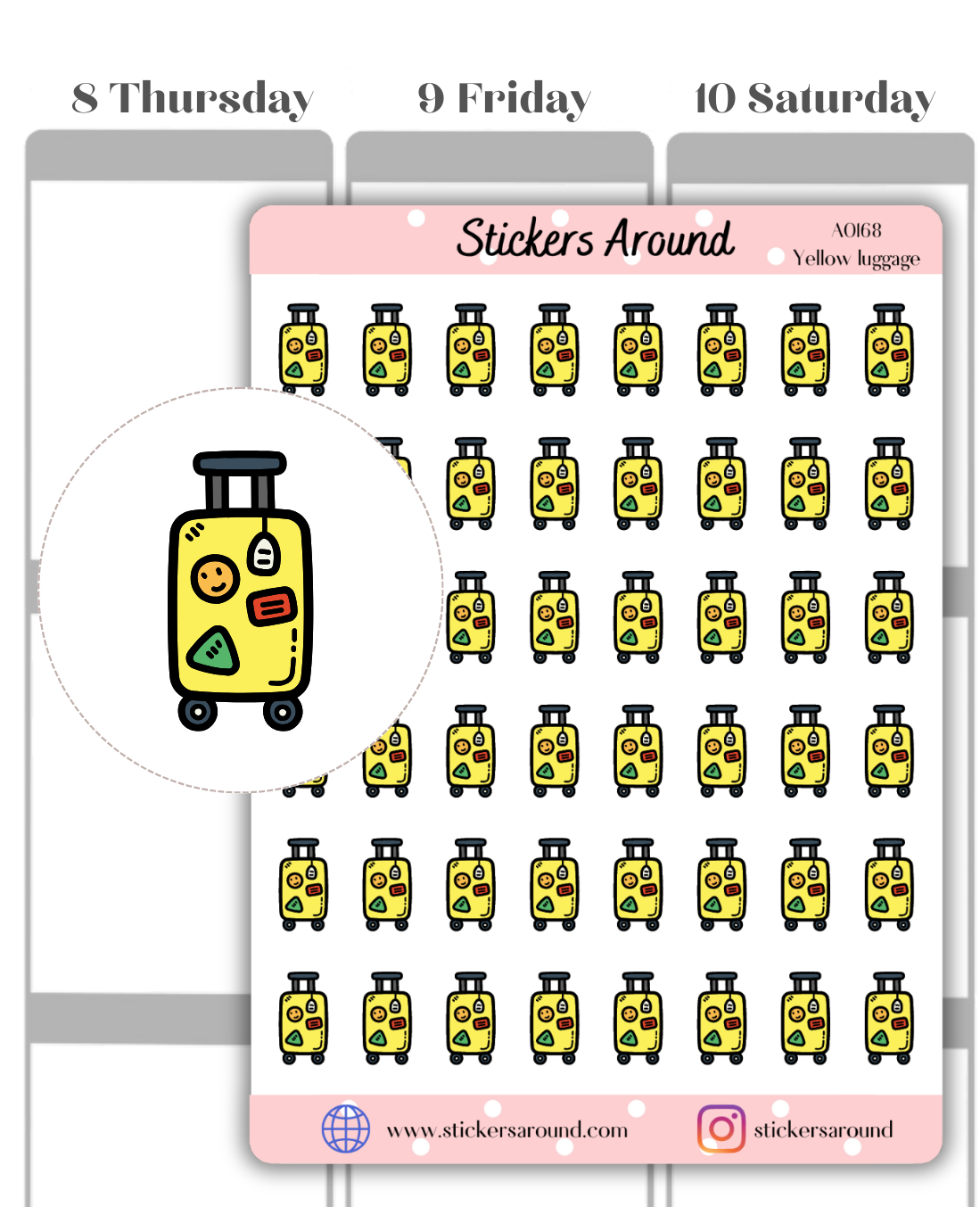 yellow luggage planner sticker