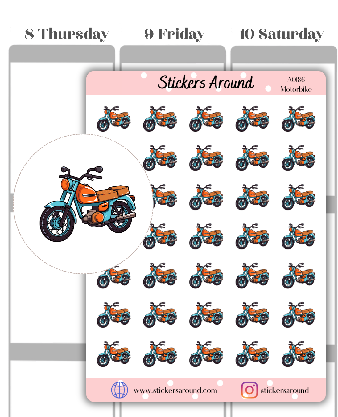 Motorbike Icon Planner Sticker