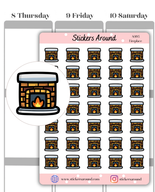 Fireplace Icon Planner Sticker