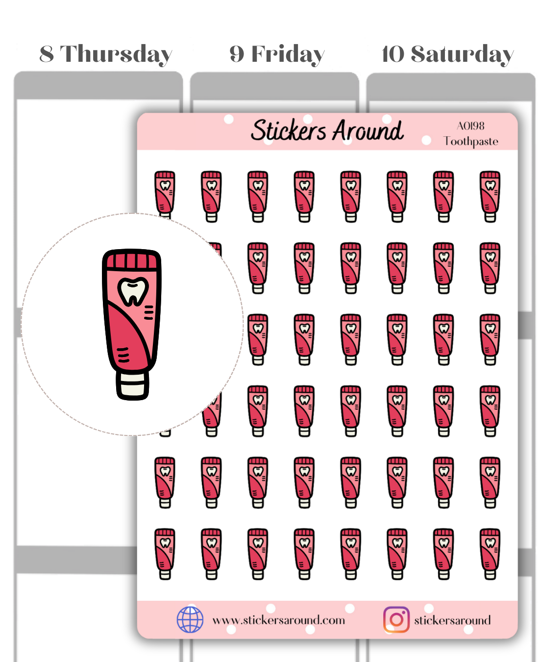 Toothpaste Icon Planner Sticker – Stickers Around