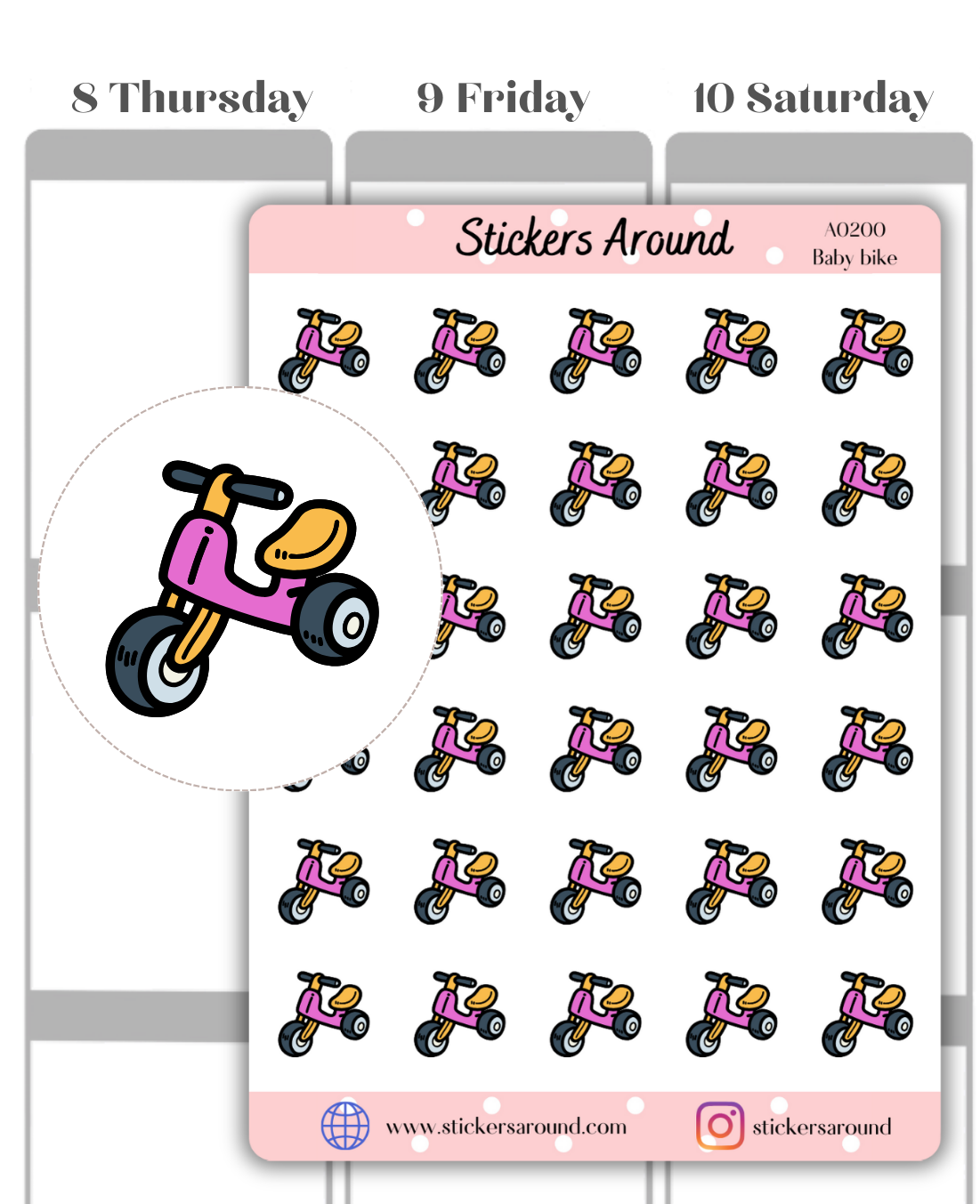 Baby Bike Icon Planner Sticker