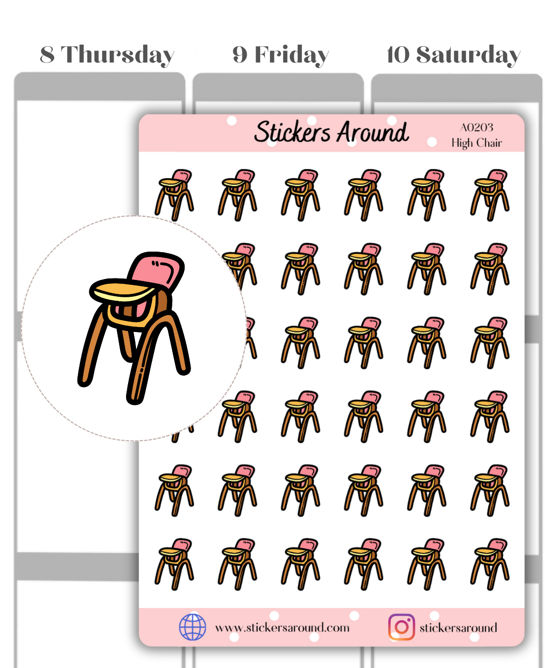 High Chair Icon Planner Sticker