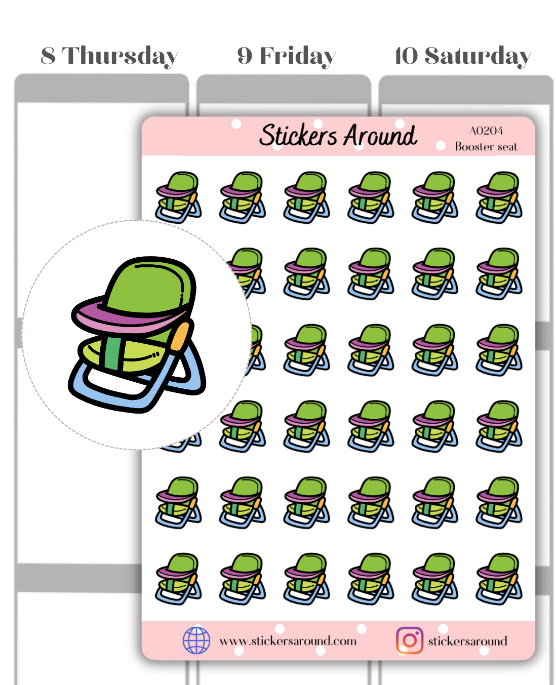 Booster Seat Icon Planner Sticker