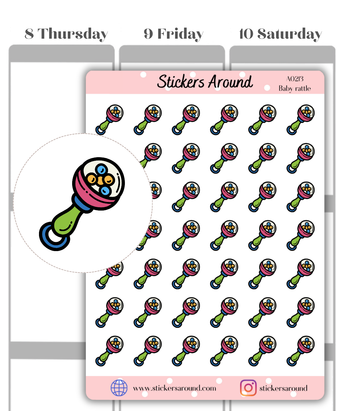 Baby Rattle Icon Planner Sticker