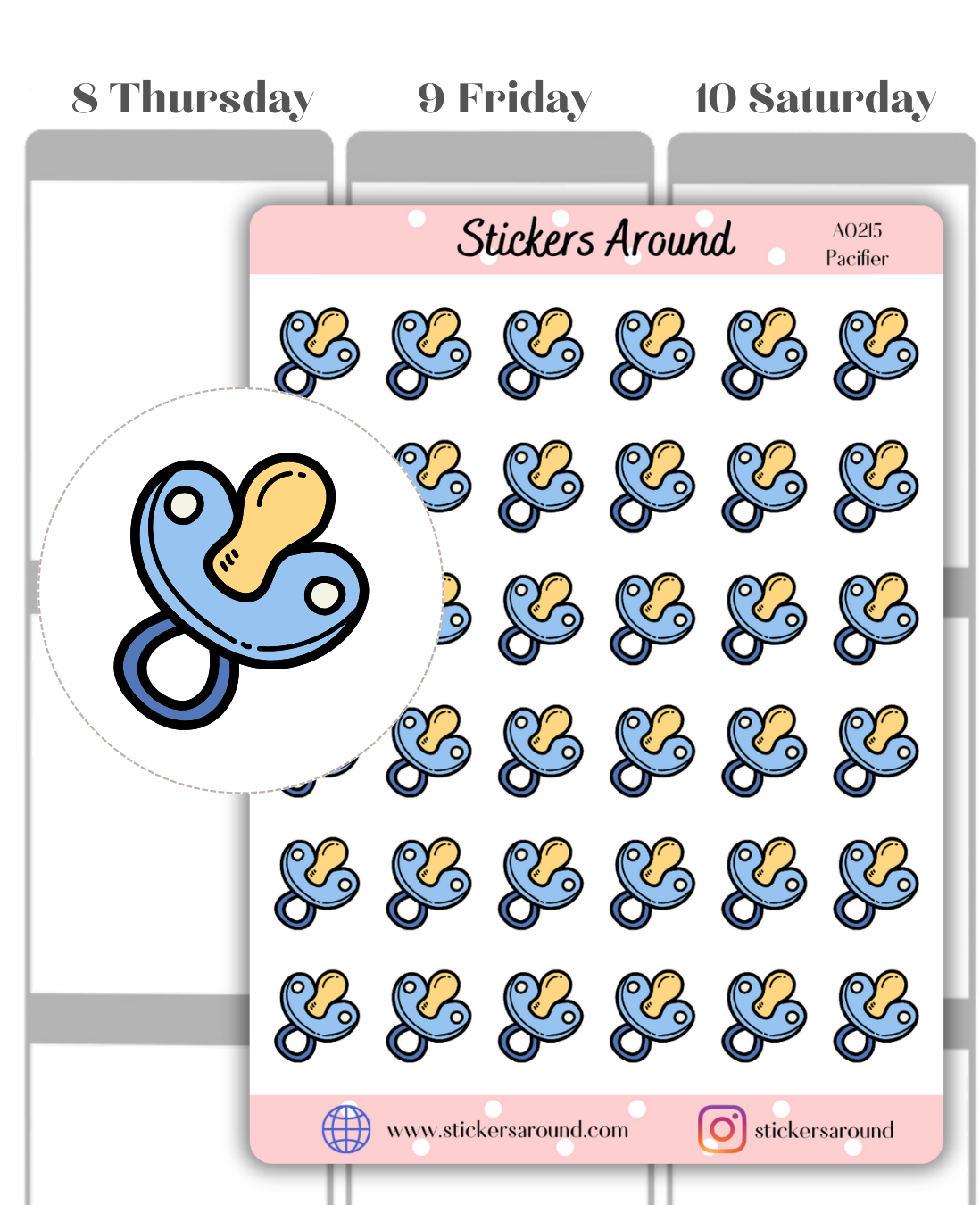 Baby Pacifier Icon Planner Sticker