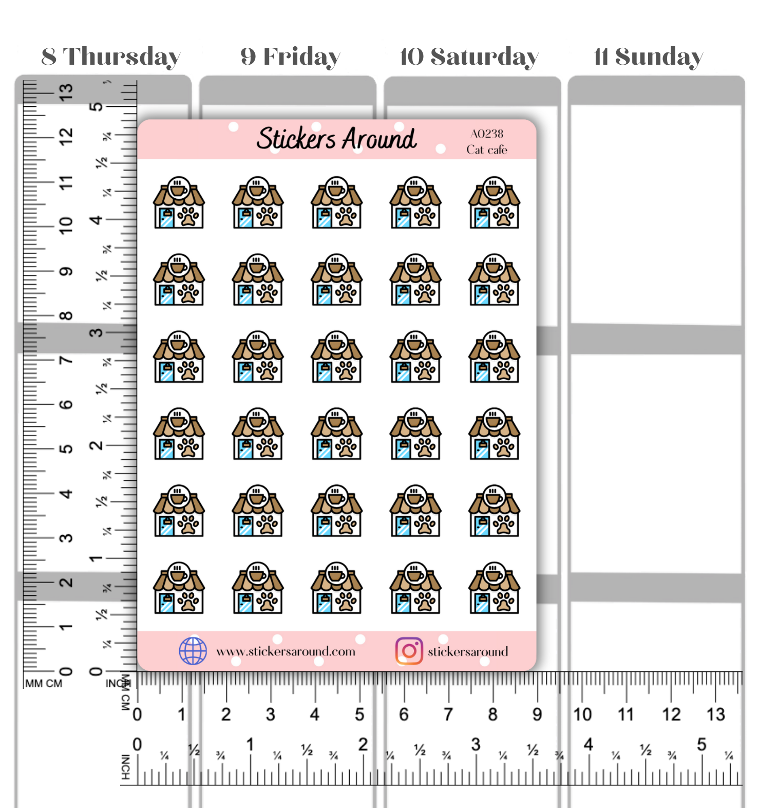 Cat Cafe Icon Planner Stickers