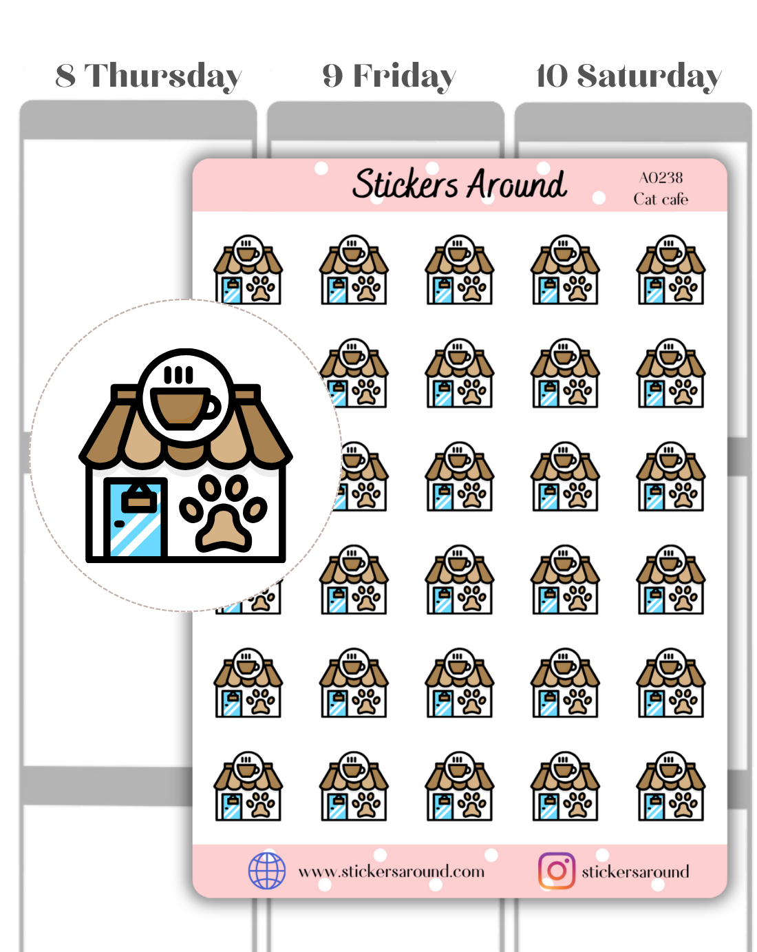 Cat Cafe Icon Planner Stickers