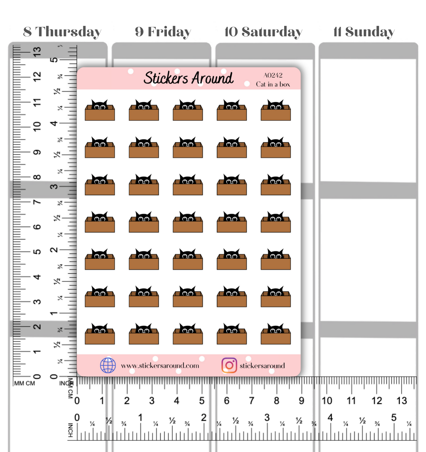 Cat in a Box Icon Planner Stickers