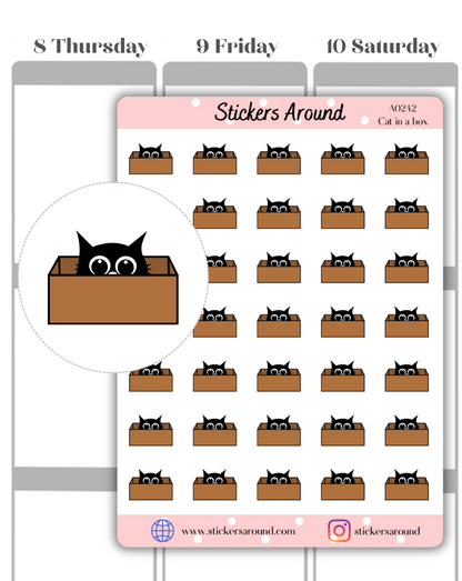 Cat in a Box Icon Planner Stickers