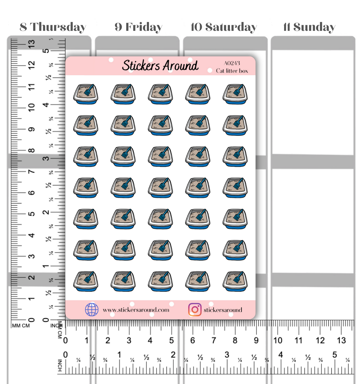 Cat Litter Box Icon Planner Stickers