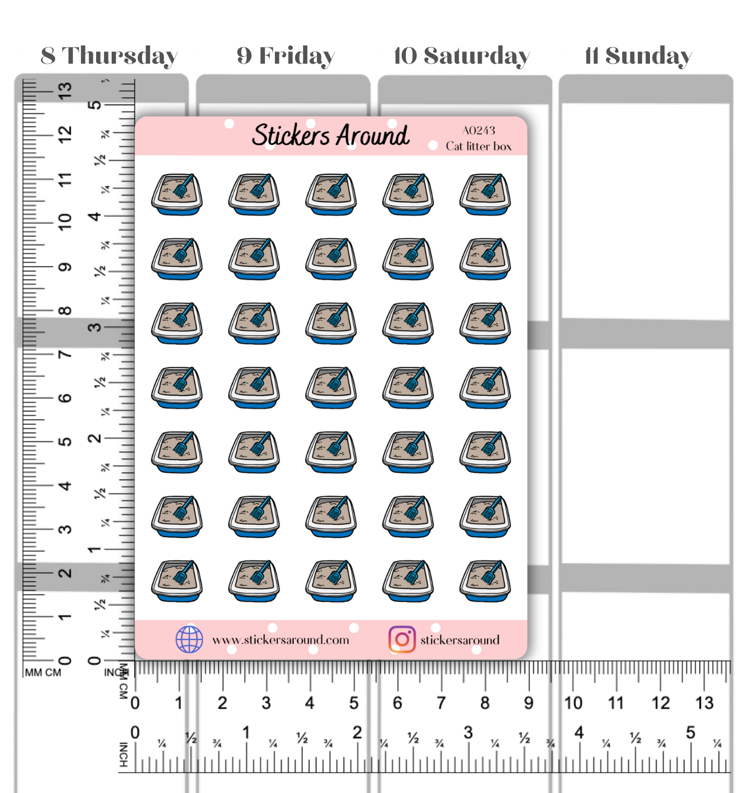 Cat Litter Box Icon Planner Stickers