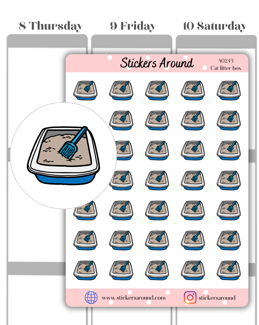 Cat Litter Box Icon Planner Stickers