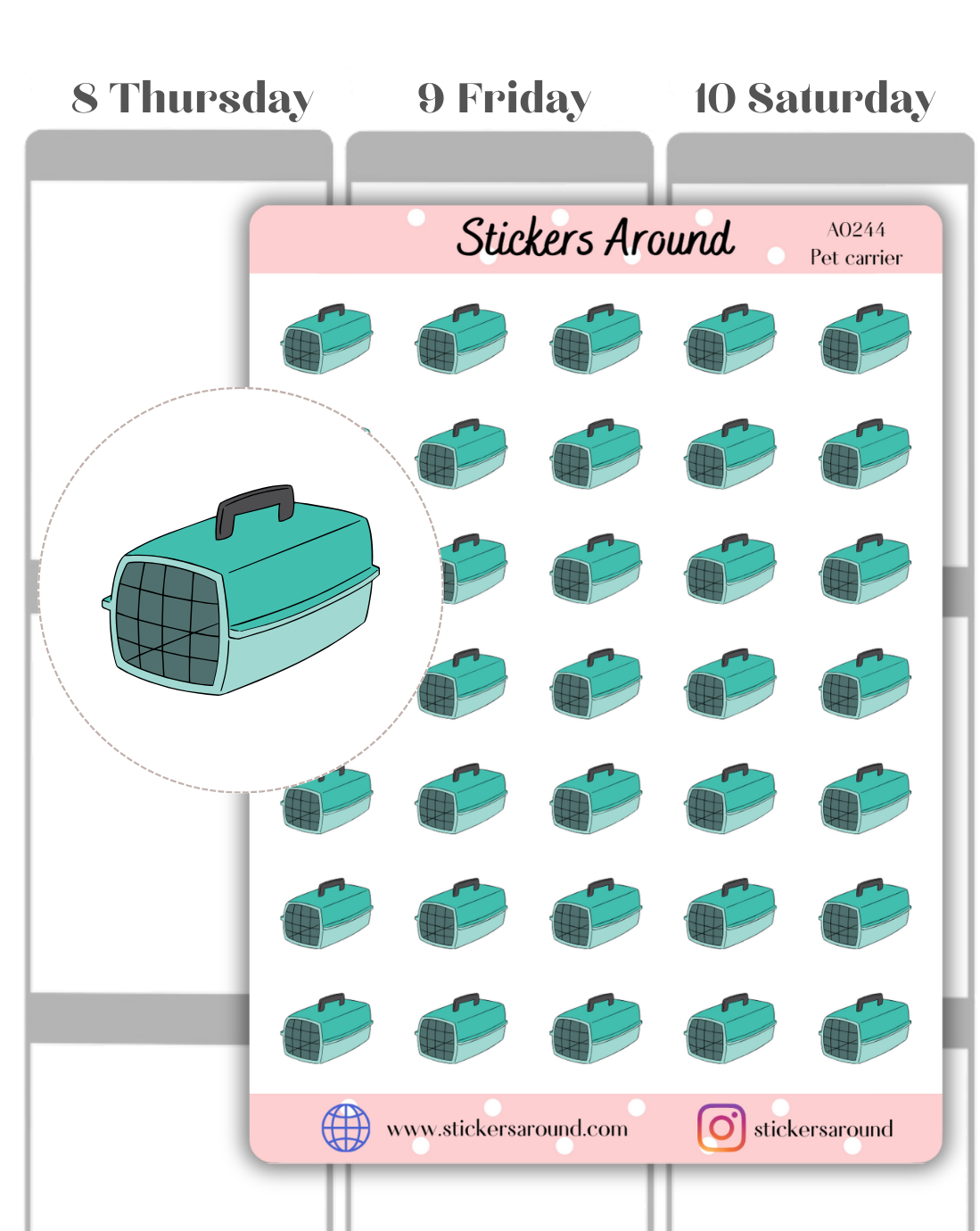 Pet Carrier Icon Planner Stickers