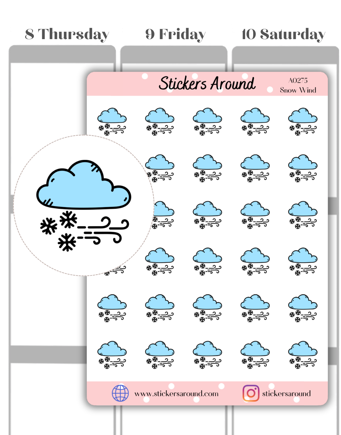 Windweather Sticker Snow Wind Icon Planner Stickers – Stickers Around