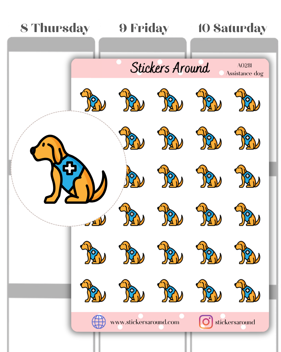 Assistance Dog Icon Planner Stickers 