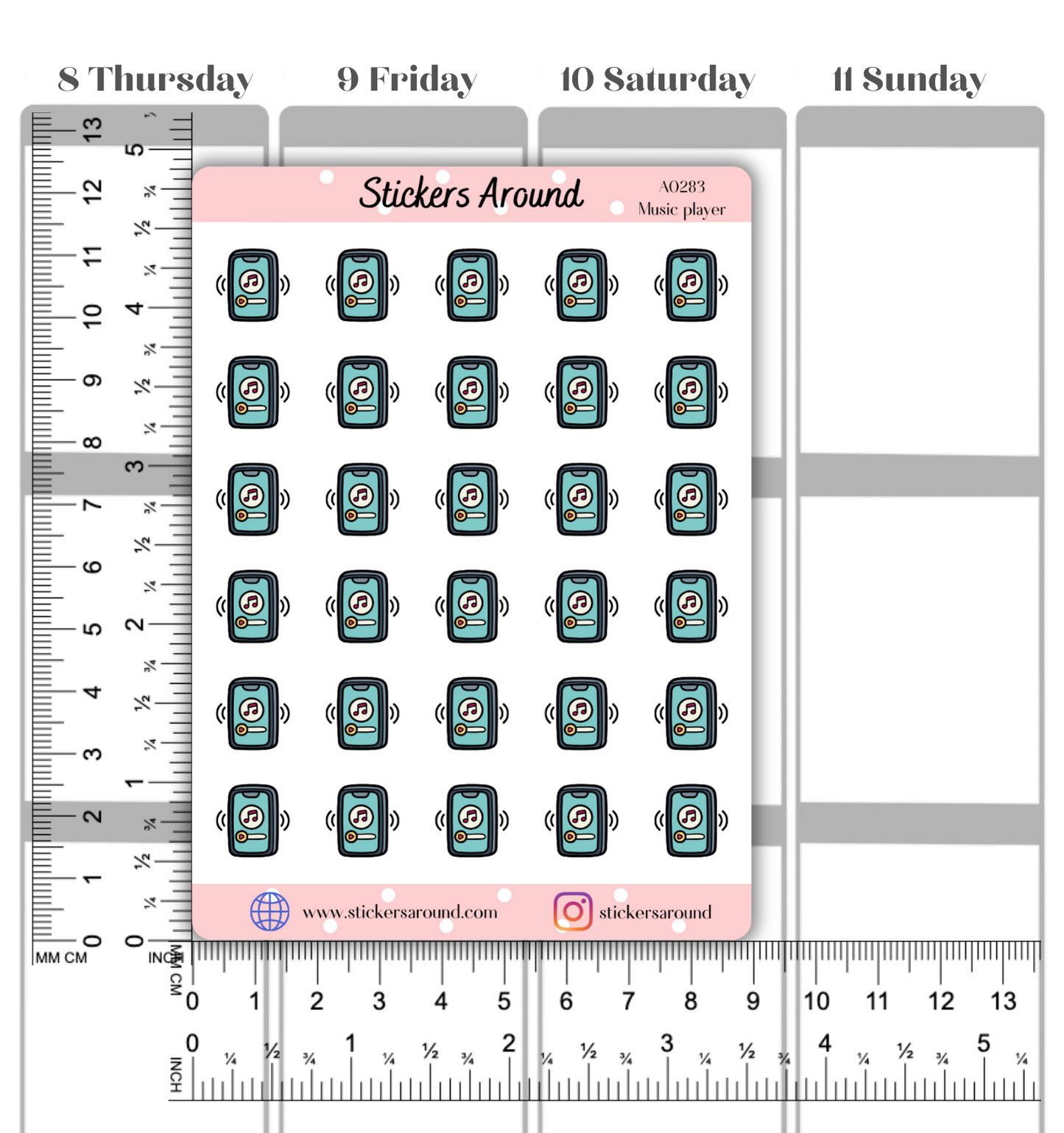 Music Player Icon Planner Stickers