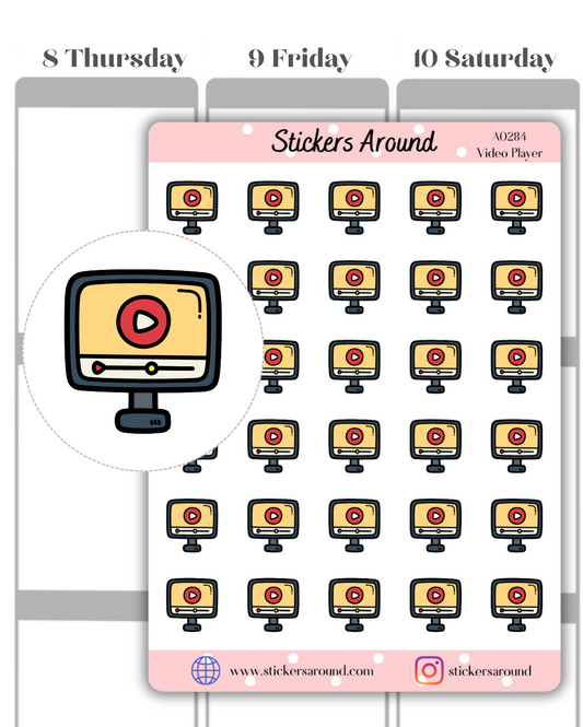 Video Player Icon Planner Stickers