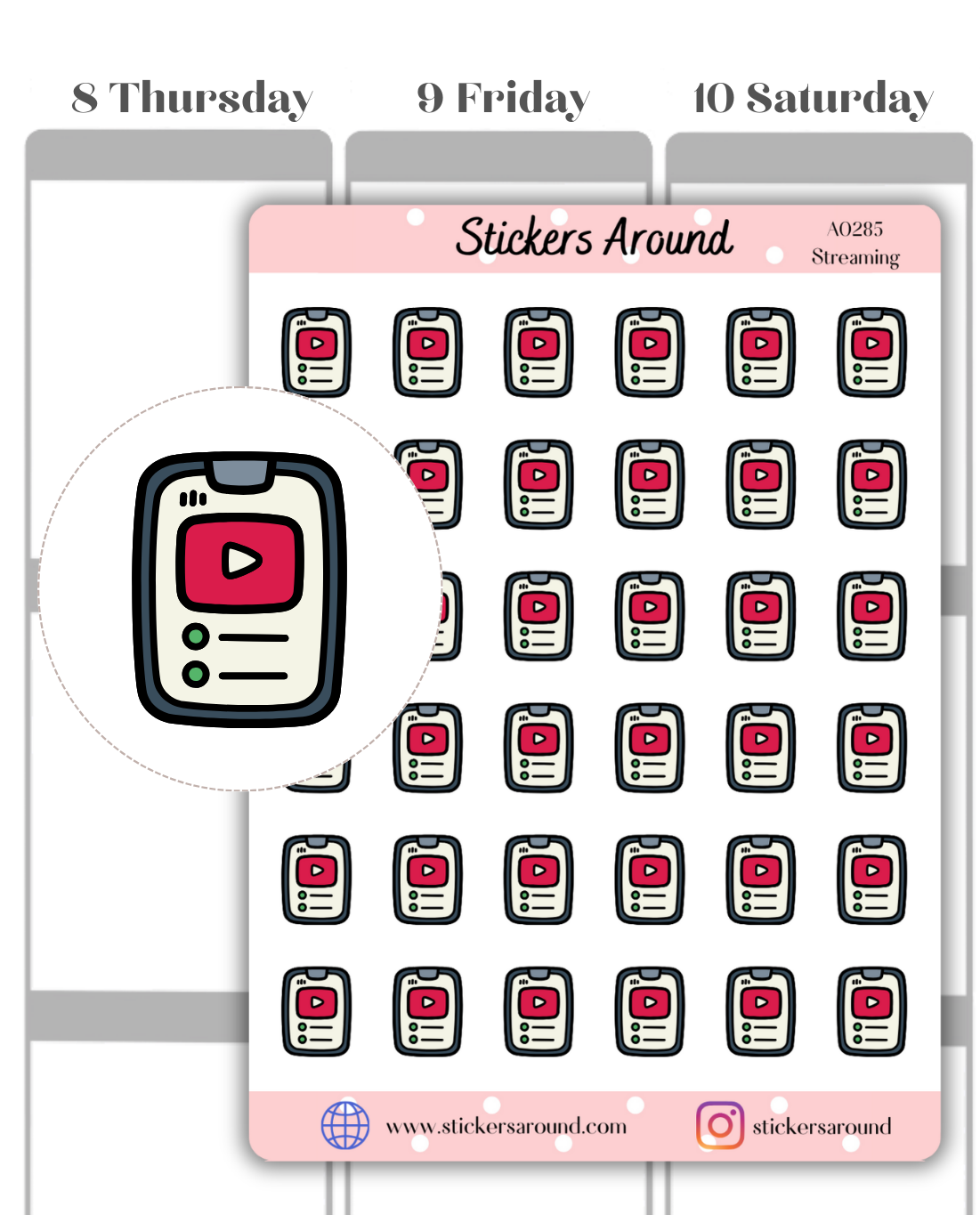 Streaming Icon Planner Stickers #1 – Stickers Around