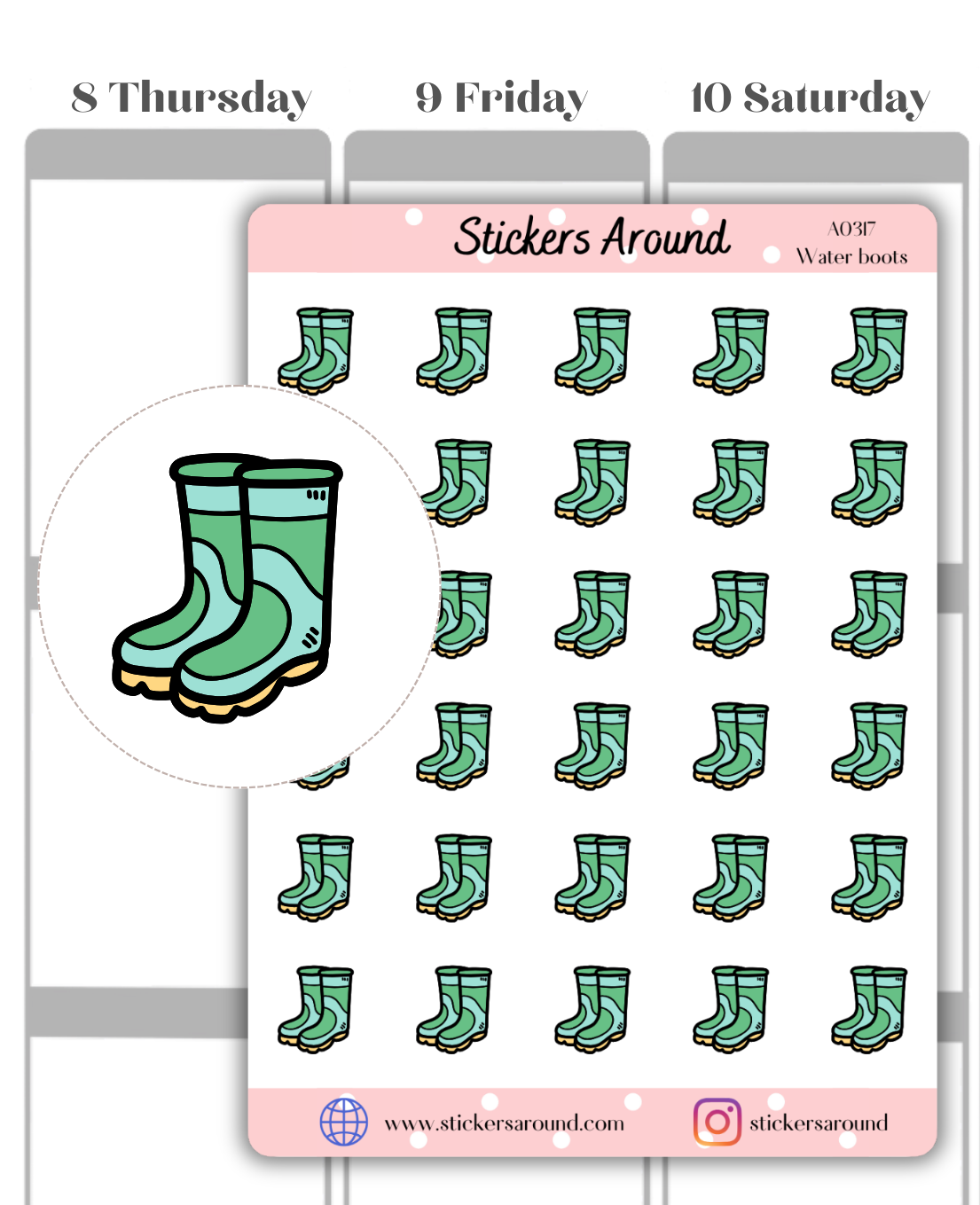 Rain Boots Icon Planner Stickers