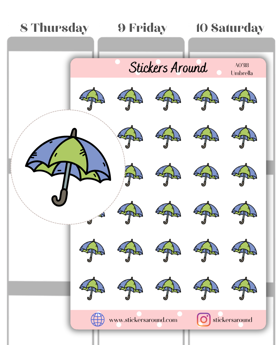 Umbrela Icon Planner Stickers 