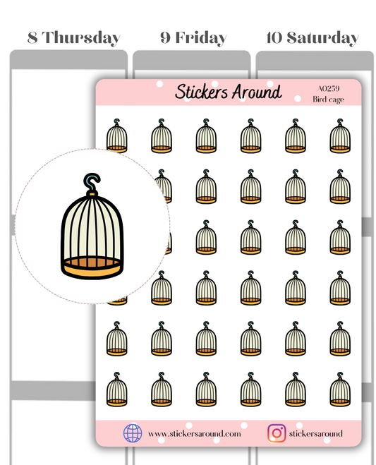 Bird Cage Icon Planner Stickers