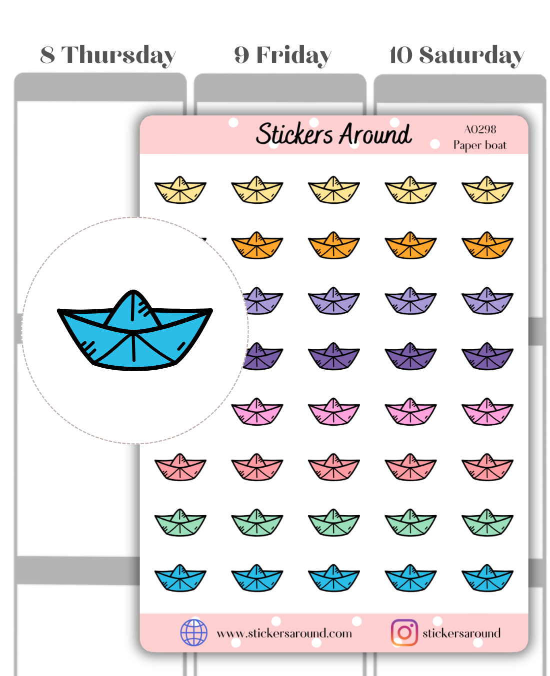 Paper Boat origami Icon Planner Stickers