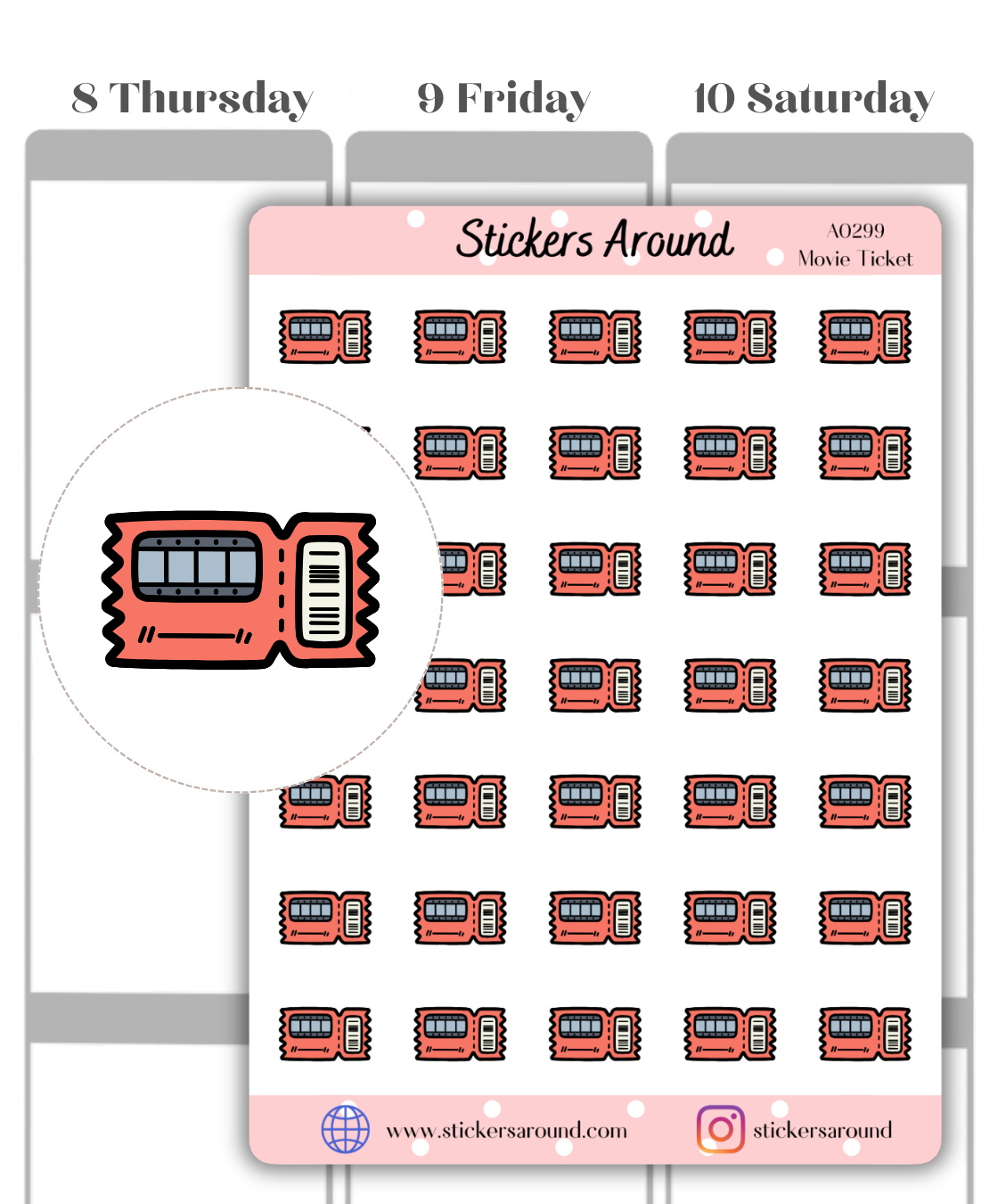 Ticket Machine Sticker Movie Ticket Icon Planner Stickers – Stickers Around
