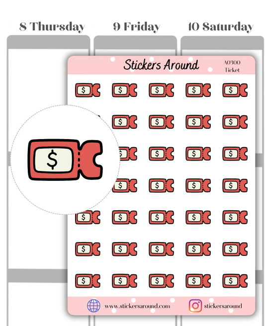 Ticket Icon Planner Stickers