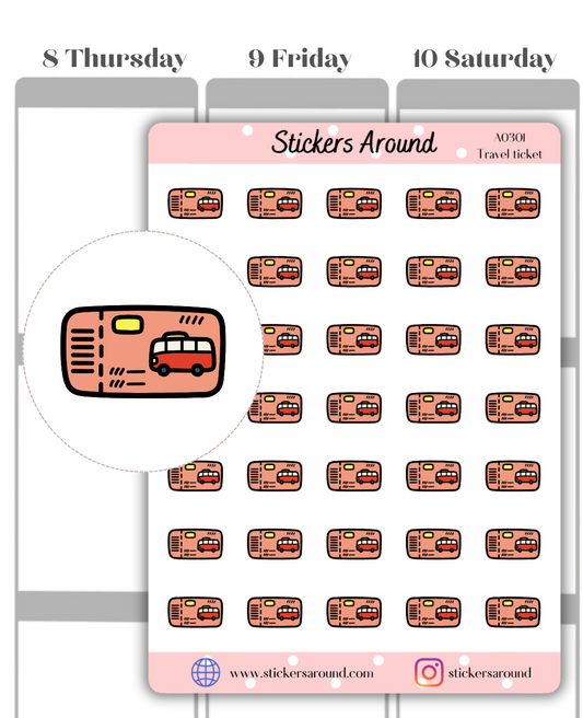 Travel Ticket Icon Planner Stickers