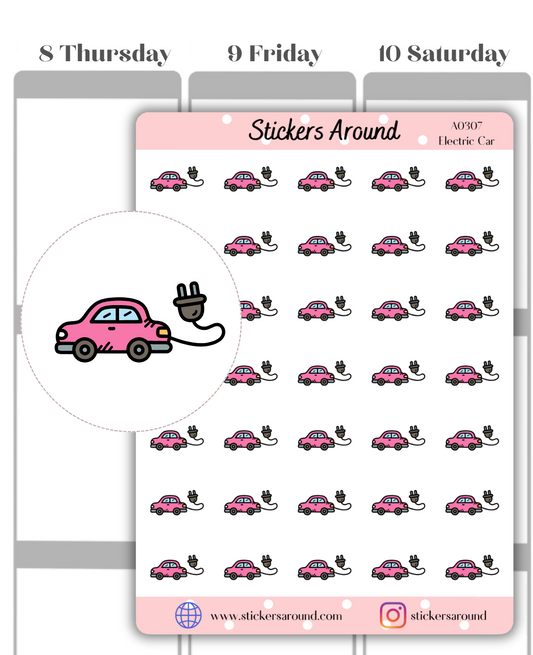 Electric Car Charging Icon Planner Stickers