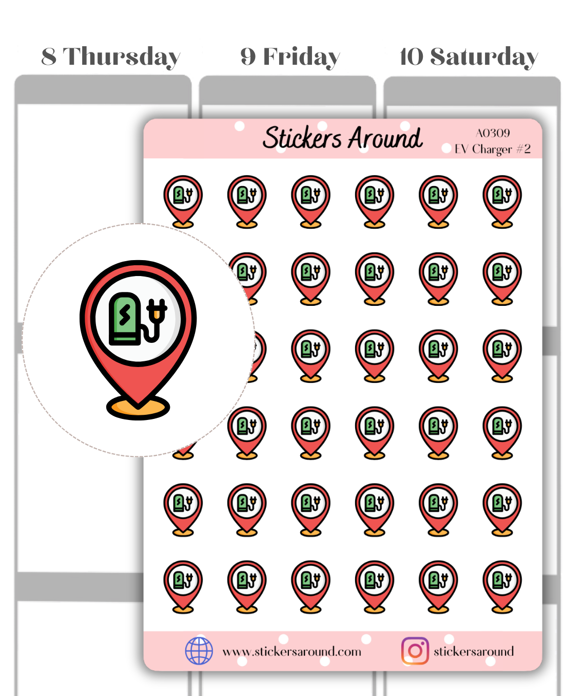EV Charger Icon Planner Stickers