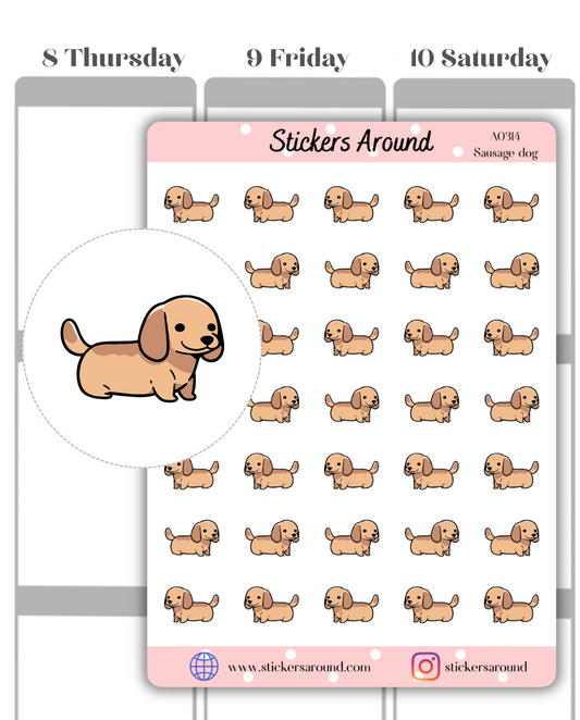 Sausage Dog Icon Planner Stickers