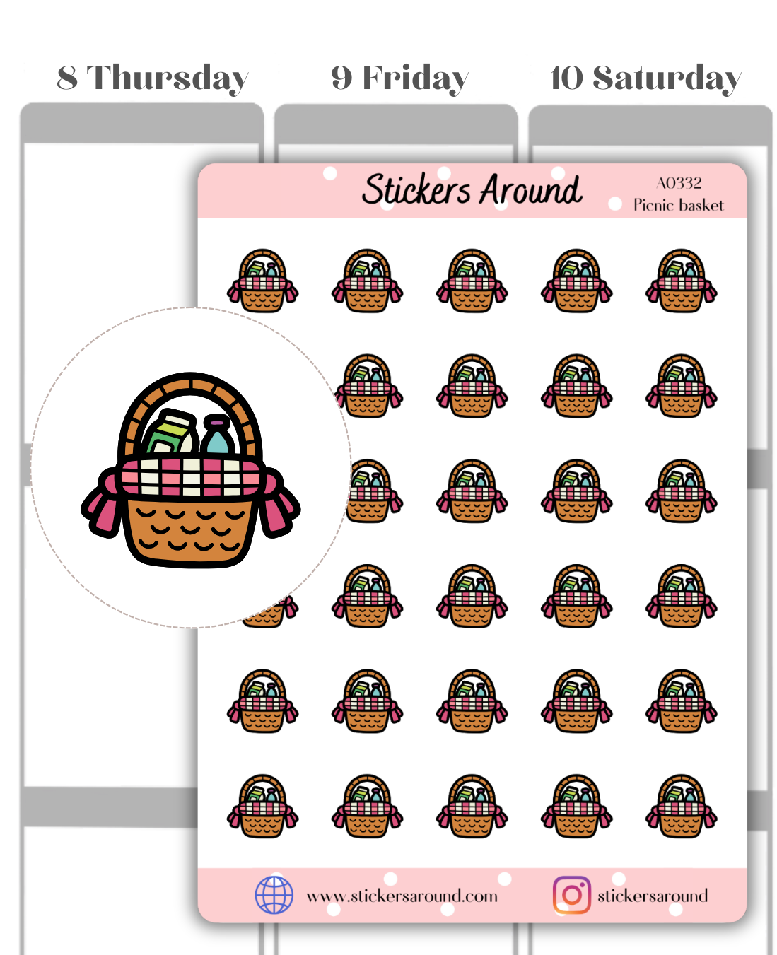 Picnic Basket Icon Planner Stickers