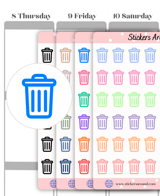 Rubbish bin / Trash Can Icon Planner stickers