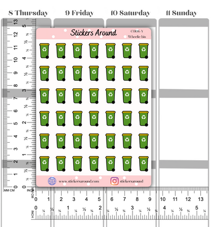 Wheelie Bin Icon Planner Stickers