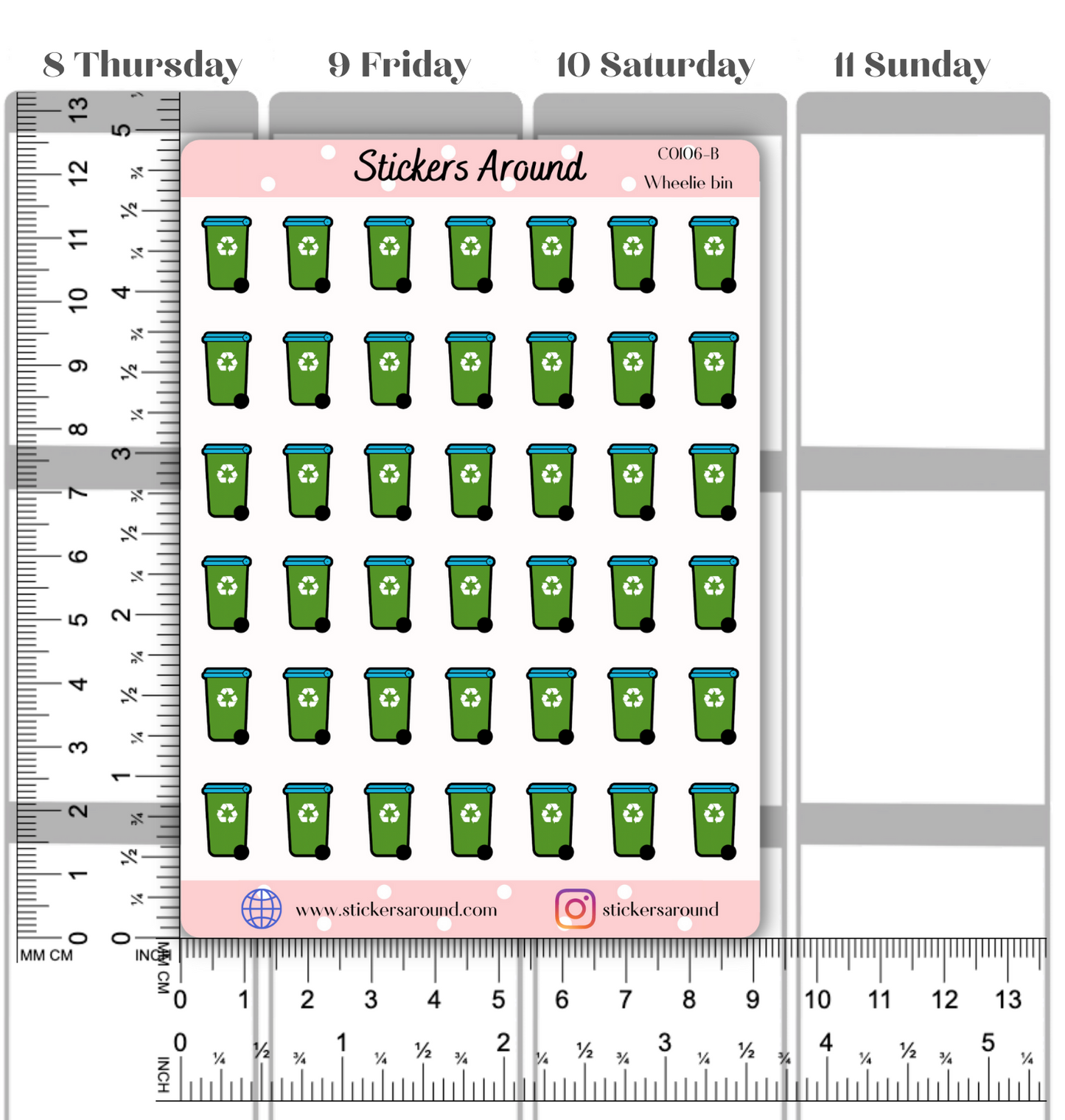 Wheelie Bin Icon Planner Stickers