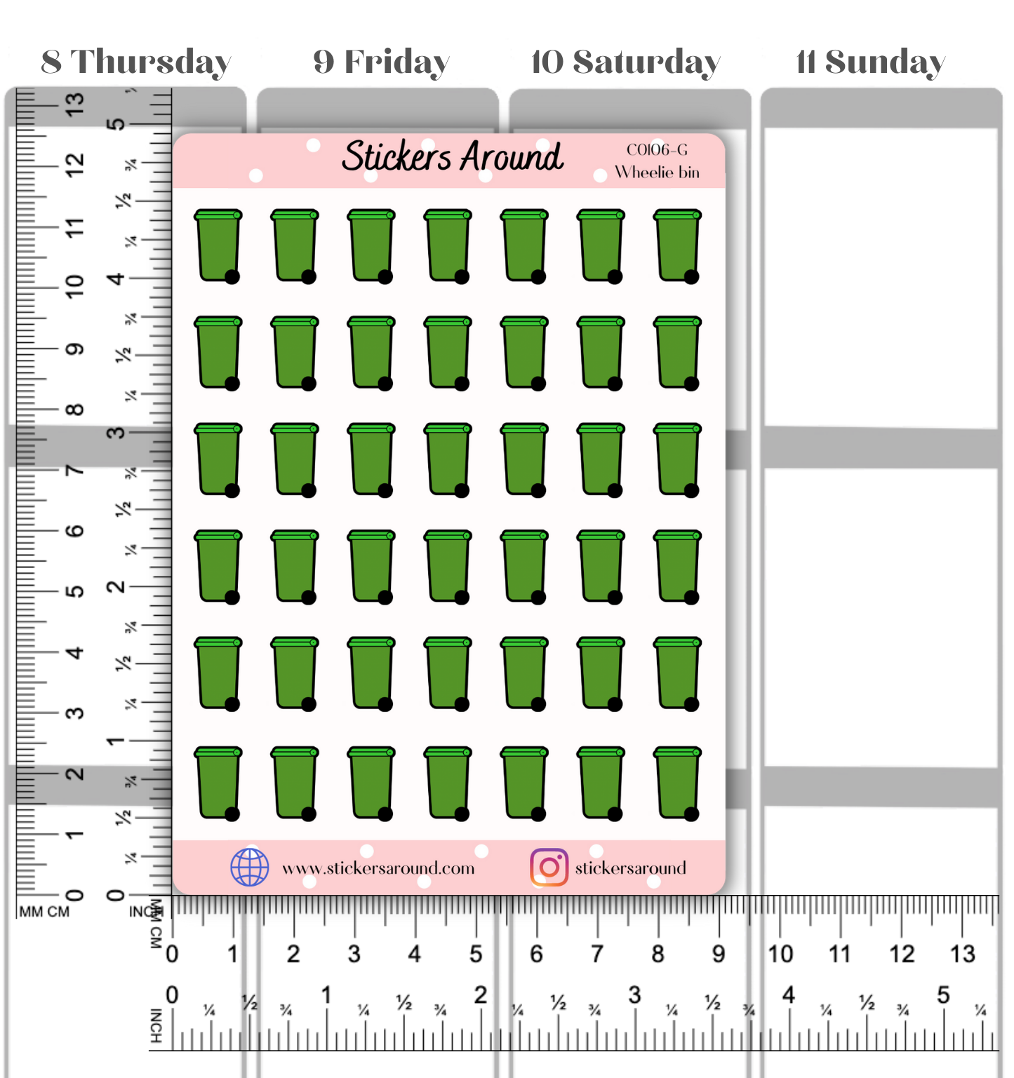 Wheelie Bin Icon Planner Stickers