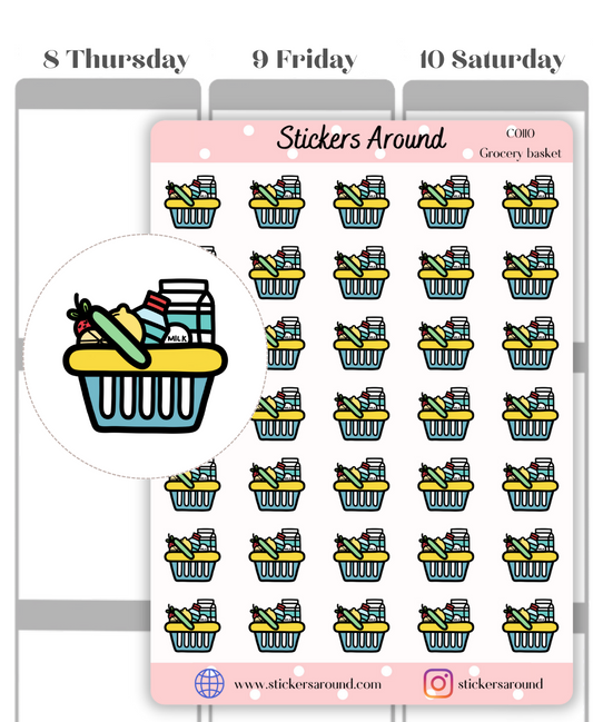 Grocery Basket Icon Planner Sticker