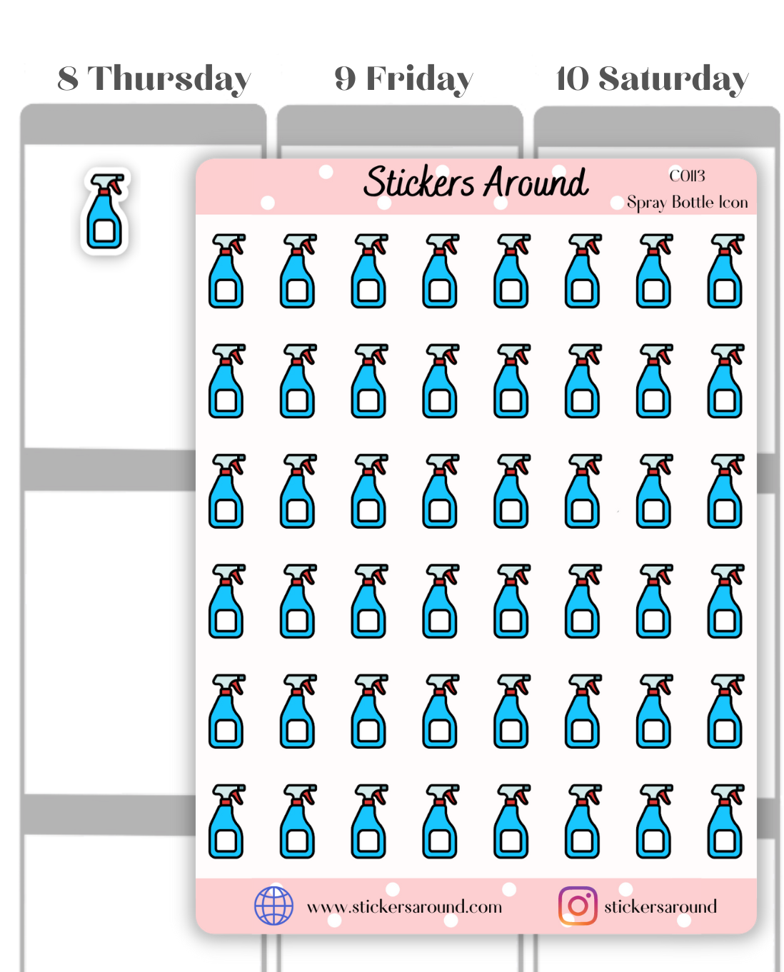 Cleaning Spray Bottle Icon Planner Sticker