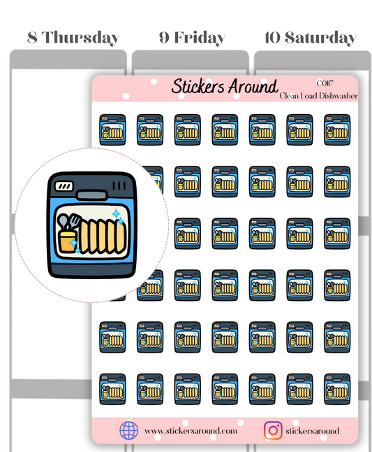 Clean Load Dishwasher Icon Planner Sticker