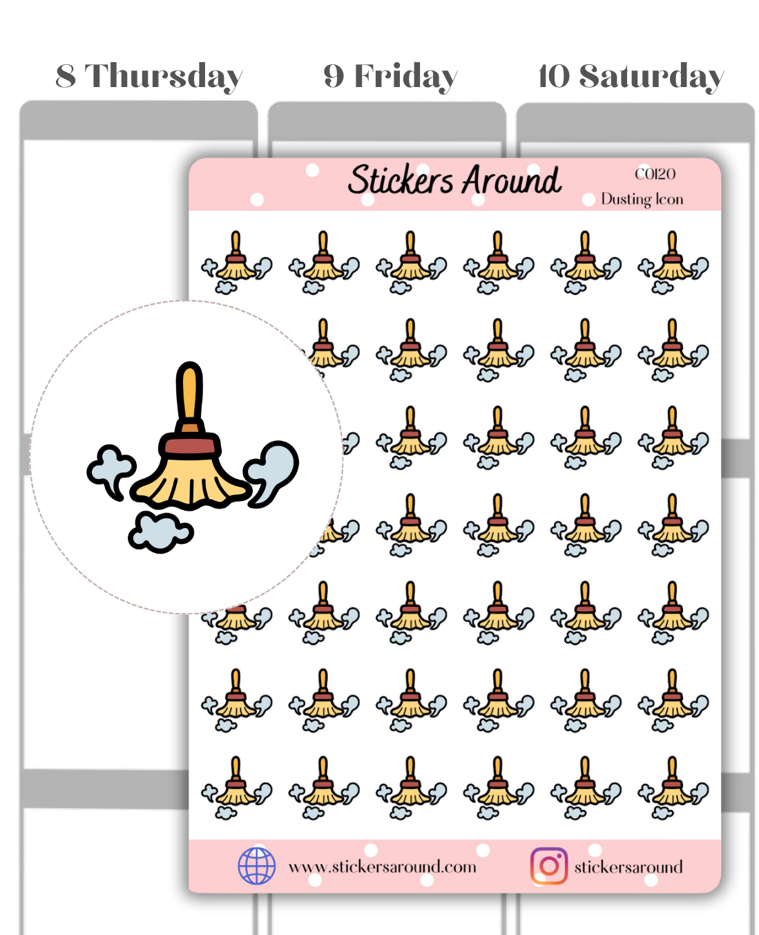 dusting planner sticker, duster icon sticker