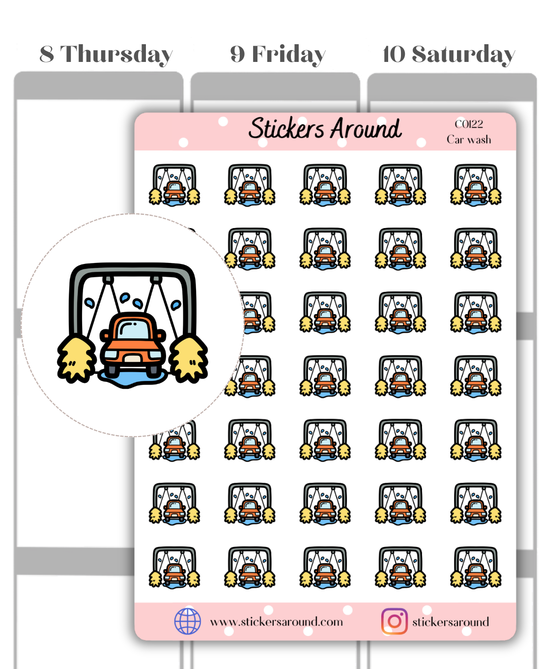 Car Wash Icon Planner Sticker