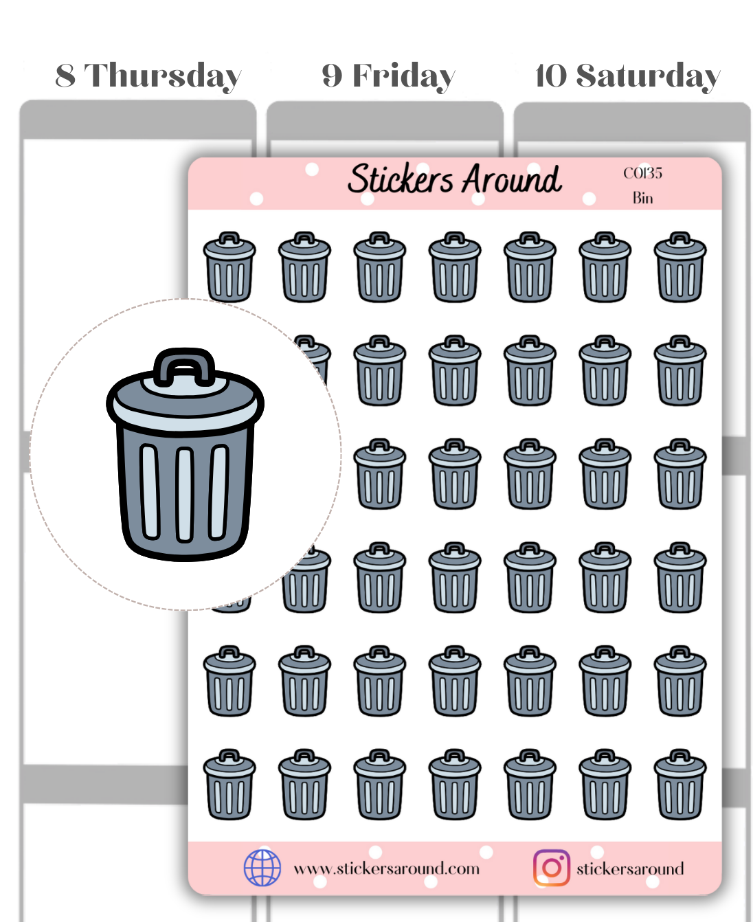 Trash/Bin Icon Planner Sticker