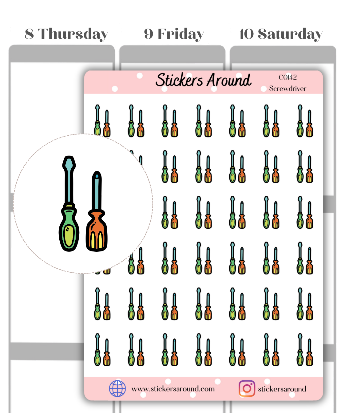 Screwdriver Icon Planner Sticker